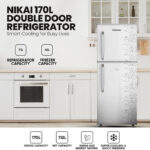 Nikai 170L Gross/112L Net, Double Door Refrigerator with Vegetable Crisper & Adjustable Glass Shelves, Defrosting & Temperature Control, Ideal for Kitchen, Bedroom, Office & Hotels - NRF170DN3M Silver - Image 2