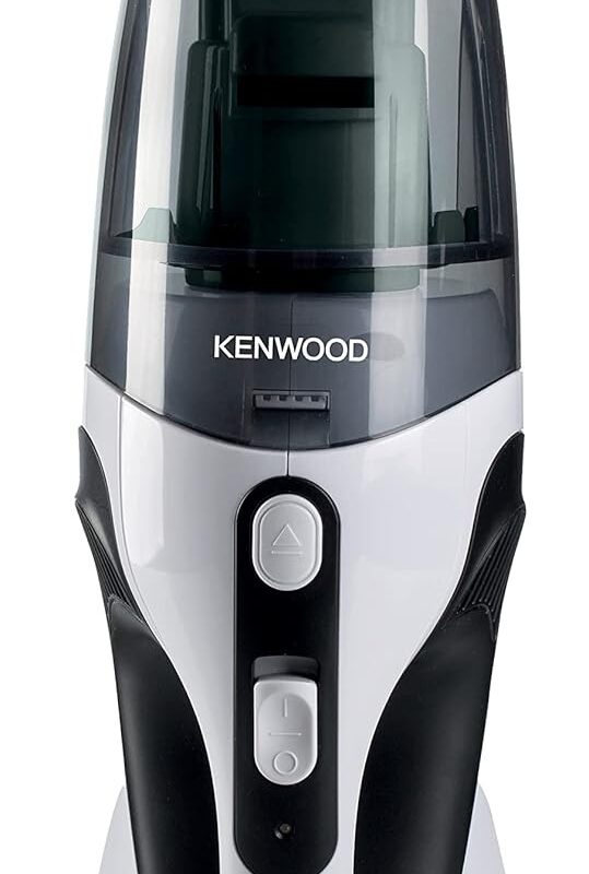 KENWOOD Wet & Dry Cordless Handheld Vacuum Cleaner/Car Vacuum Cleaner with 14.8V Lithium-ion Battery, 500ml Dust Capacity, 120ml Liquid Capacity for Home, Office and Car HVP19.000BW Black/White