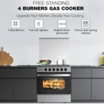 Nikai 60X60cm 4 Burner Full Safety Freestanding Gas Cooker, Auto Ignition, Double Glass Oven Door for Close Door Grilling with Turnspit, Glass Lid & Oven Lamp, St. Steel Finish - U6068FSE1 - Image 2