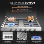 Nikai 60X60cm 4 Burner Full Safety Freestanding Gas Cooker, Auto Ignition, Double Glass Oven Door for Close Door Grilling with Turnspit, Glass Lid & Oven Lamp, St. Steel Finish - U6068FSE1 - Image 5