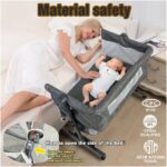 SKY-TOUCH Baby Bedside Crib Adjustable, Baby Cradle With Large Storage Basket, Travel Crib with Mattress Breathable Net,Mosquito Net Detachable, Soft Mattress 360°Swivel Wheels, for Infants Newborn - Image 3