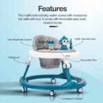 Baybee Drono Baby Walker for Kids, Round Kids Walker with 4 Seat Height Adjustable | Activity Walker for Baby with with Food Tray & Musical Bar | Walkers for Baby Boys Girls (Blue) - Image 5