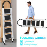 SKY-TOUCH Foldable Ladder 5 Steps, Home Ladder Folding Step Stool with Wide Anti-Slip Pedal, Adults Folding Sturdy Steel Ladder for Home,Kitchen, Garden, Office - Image 5