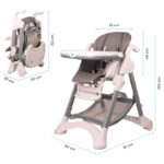 The Moon Brand Trestle Foldable Baby Feeding/Dinning Highchair with detachable trays with 5-Level recline Seat Adjustment, 5-Point harness, Height adjustable for Infants upto 3 years -Grey - Image 2