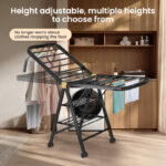 Necomi Foldable Drying Rack, 3-Layer Clothes Dryer 170 * 95 * 47cm, Large Clothes Drying Rack with Wheels, Sturdy and Durable, Height Adjustable, Stainless Steel - Image 2