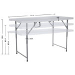 MOMENT Foldable Lightweight Trestle Outdoor Camping Tables, Heavy Duty Plastic Outdoor Folding Picnic Table, Folding Trestle Table For BBQ Party, Folds in Half with Carry Handle, White [122×60×74cm] - Image 3