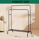 SKY-TOUCH Double-Rail Clothes Rack|Multifunctional Heavy-duty Clothes Rack|Metal Freestanding Clothes Rail Garment|with Lower Storage Shelf|Hanging Rack Organizer for Bedroom|Black 110.5 * 50 * 152cm - Image 2