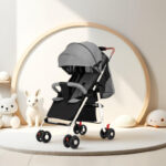 SKY-TOUCH Lightweight Travel Stroller, Foldable Baby Stroller With Large Storage Basket, Multi-Position Recline, Convenient One-hand Fold, Comfortable & Lay Flat (Grey) - Image 5