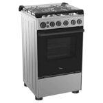 Midea 50x55Cm Freestanding Cooker, Full Gas Cooking Range With 4 Burners, Stainless Steel, Automatic Ignition & Full Safety, Cast Iron Pan Support, Mechanical Timer, Heat Resistant Knobs, BME55007FFD