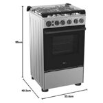 Midea 50x55Cm Freestanding Cooker, Full Gas Cooking Range With 4 Burners, Stainless Steel, Automatic Ignition & Full Safety, Cast Iron Pan Support, Mechanical Timer, Heat Resistant Knobs, BME55007FFD - Image 2