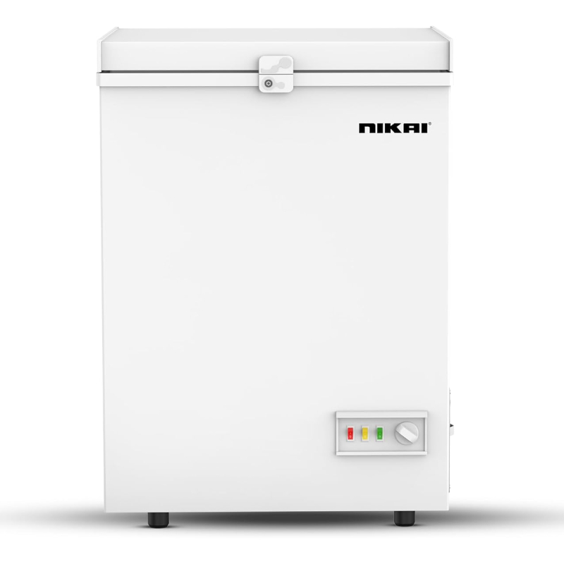 Nikai 150L Gross/100L Net, Single Door Chest Freezer with Storage Basket, High Energy Efficiency Cooling System, Adjustable Temperature, Silent Operation, Ideal for Home & Restaurants - NCF150N7 White