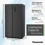 Panasonic 734 Liters Side By Side Refrigerator, Inverter, Surround Cooling, Matte Black - NR-BS734MS - Image 2