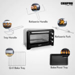 Geepas 42L Mini Oven & Rotisserie – Electric Oven 2000W & 60 Minutes Timer – Grill Function & 6 Selectors for Baking, Roasting & Grilling - Accessories Included - Image 4