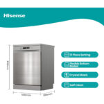 Hisense HS622E90X 13 Place Settings 8 Programs Freestanding Dishwasher, Water & Energy Efficient, Silver - Image 2