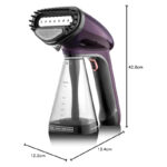 BLACK+DECKER Handheld Garment Steamer, 1500W, 21g/min Steam, 40s Fast Heat-Up, Universal Bottle Adaptor, 260ml Detachable Tank, Purple, HST1500-B5 - Image 2