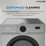 KROME 6Kg 1000 RPM Front Load Washing Machine,LED Display with Universal Motor, 5 Star Energy Efficient, 16 Wash Programs,Fully Automatic,Temperature Setting, Titanium KR-WFL60SS - Image 4