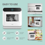 COMFEE' Mini Dishwasher Countertop Dishwasher 3 Place Settings 6 Programs, Freestanding, Touch Control, LED Display, Delay Start and Off-peak Wash Function - White - Image 3