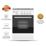 Nikai 50x50cm 4 Burner Freestanding Gas Cooker, Grill Function with Tray & Grid, Glass Lid, Enamel Pan Support Convenient for Cleaning Made in Turkey - U2110N5FS (White) - Image 2
