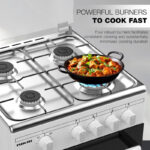 Nikai 50x50cm 4 Burner Freestanding Gas Cooker, Grill Function with Tray & Grid, Glass Lid, Enamel Pan Support Convenient for Cleaning Made in Turkey - U2110N5FS (White) - Image 5