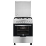 Electrolux Freestanding Cooker 60x60cm, Full Gas Cooking Range with 4 Burners, Cast Iron Pan Support, XXL Oven with Fan, EKG613A1OX