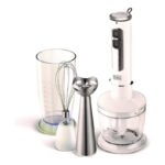 Black+Decker 400W 4-in-1 Stainless Steel Hand Blender with Chopper and Whisk, White – SB4000-B5