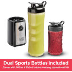 BLACK+DECKER Sports Blender/Smoothie Maker 300W, 6-Piece Set, 21,500 RPM Turbo Speed, SBX300-B5 Black - Image 2