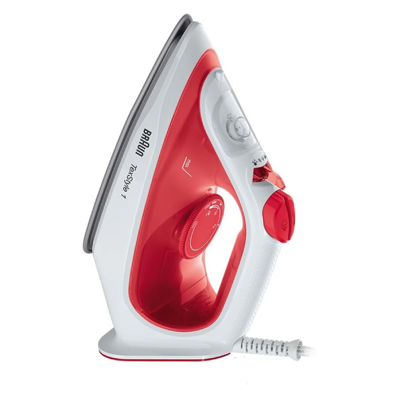 SI1019-2 Braun TexStyle 1 Steam Iron, Non-Stick Soleplate Coating, 1900 Watts, 220ml Capacity, Rapid Heat up, 50% Energy Saving, Self-clean SI 1019 Red/White - Image 2