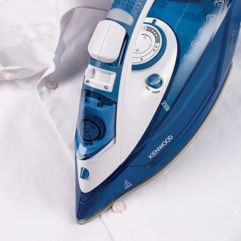 STP75.000WB-5 Kenwood 2600W Steam Iron STP75.000WB – Ceramic Soleplate, Auto Shut-Off, Anti-Drip, Self Clean, White/Blue - Image 5