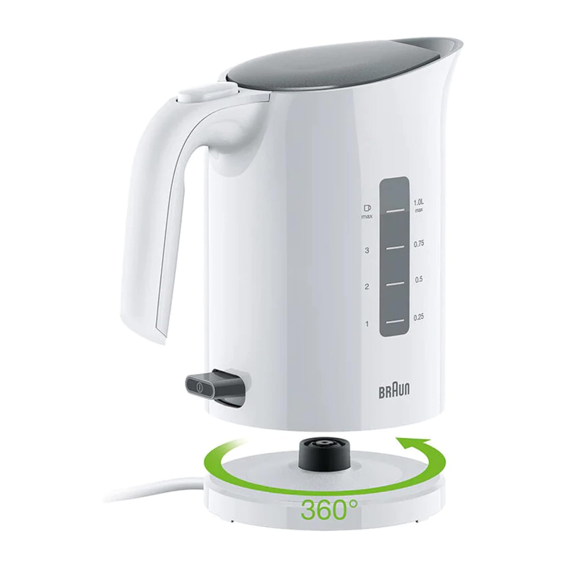 WK3000WH-3 Braun PurEase Electric Kettle 1L, 2200W Rapid Boil System, 3-Way Protection, White – WK3000WH - Image 3