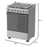 Toshiba 60x60 Gas Cooker 4 Burners with Oven and Grill – RB2-60G4GE(MR) - Image 2